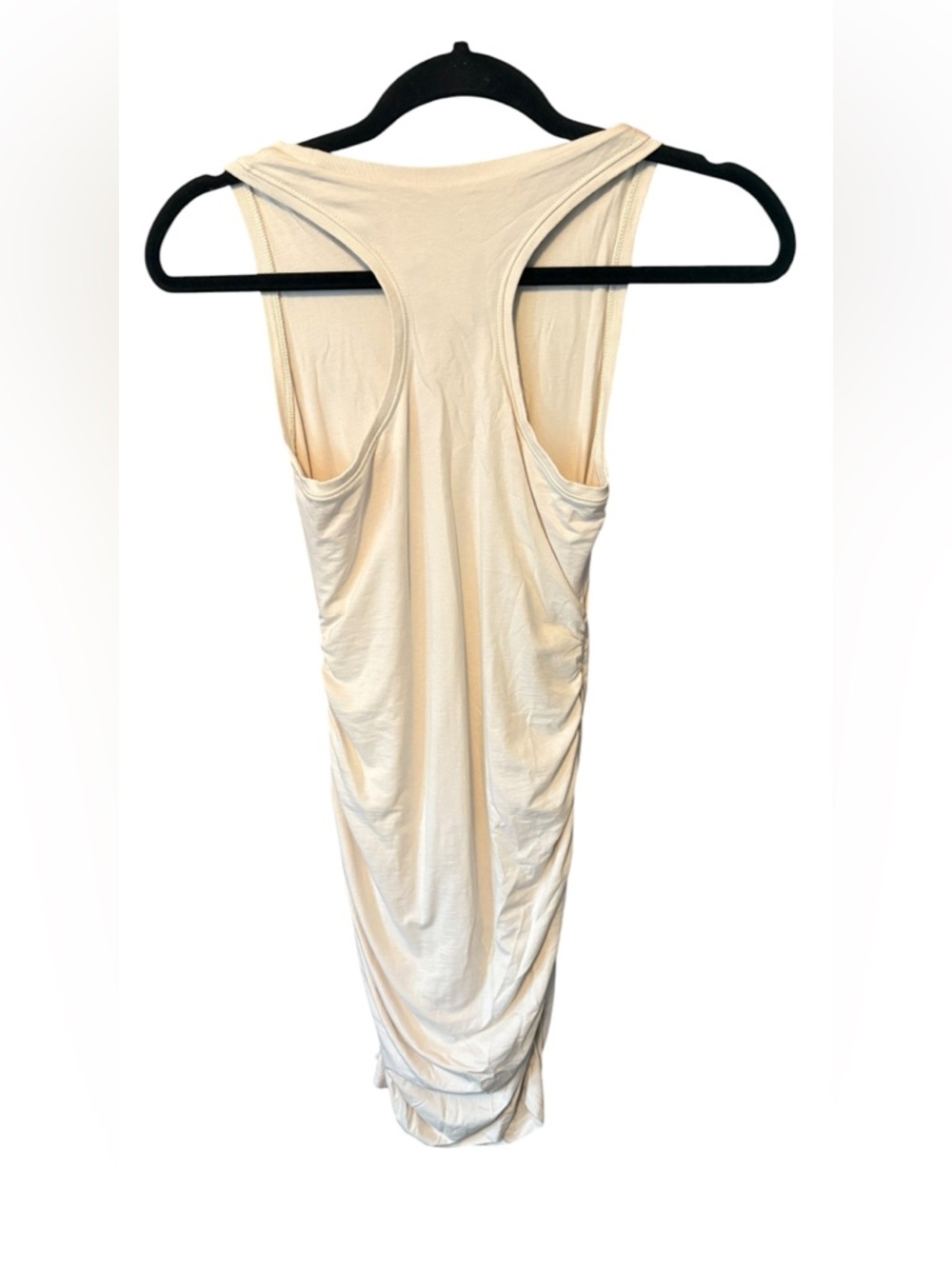 BABATON Aritzia Ruched Bodycon Midi Dress Nude Cream Sleeveless XXS Minimalist - Picture 3 of 5